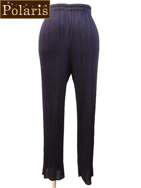 プリーツプリーズ【良好・本物】ストレートパンツ/ネイビー/1