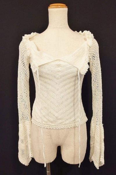 W*NOVESPAZIO*ノーベスパジオ 編み込み 長袖 ニット/ホワイト