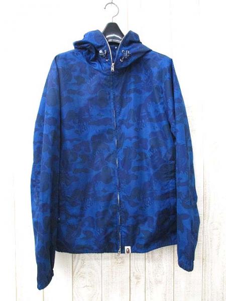 【アベイシングエイプ】ジャケット カモフラ柄 フード　青
