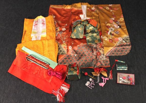 【恵】女児用着物セット 作り帯かんざし巾着など 七五三正月子供