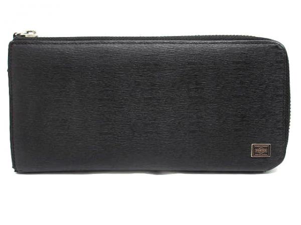 ポーター PORTER カレント 長財布 ラウンドファスナー レザー 黒