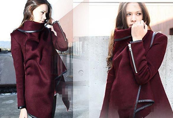 【送料無料】レディース秋冬ロングコート☆ワインレッド☆フリー