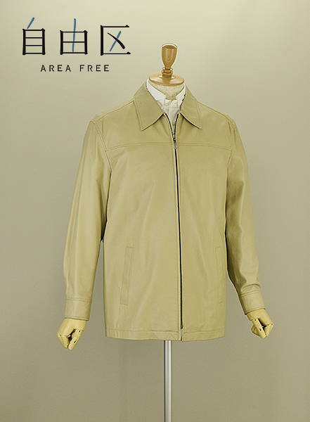 K5275■自由区■ラムレザージャケットコート■L■ベージュ