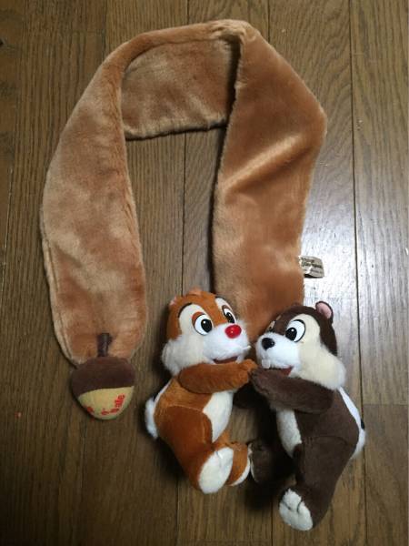 レア美品◆TDR，TDL，TDS◆チップデールぬいぐるみマフラー