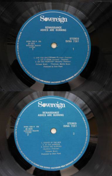 RENAISSANCE／燃ゆる灰 ASHES ARE BURNING英SOVEREIGN美盤