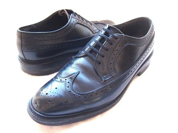 リーガルREGALシュリンクレザーウイングチップ黒25.5EEE