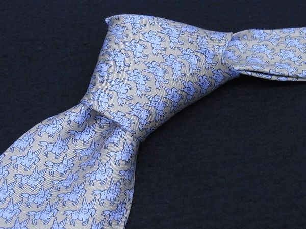 ♪エルメス ネクタイ♪ペガサス柄/フランス製/シルク100%・絹