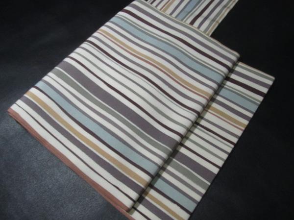 ★着物10★ 1円 絹 縞 名古屋帯 ☆☆☆