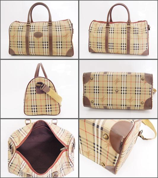 【中古】BURBERRYS(バーバリー)チェック柄 ボストンバッグ