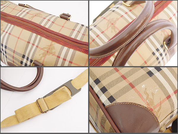 【中古】BURBERRYS(バーバリー)チェック柄 ボストンバッグ