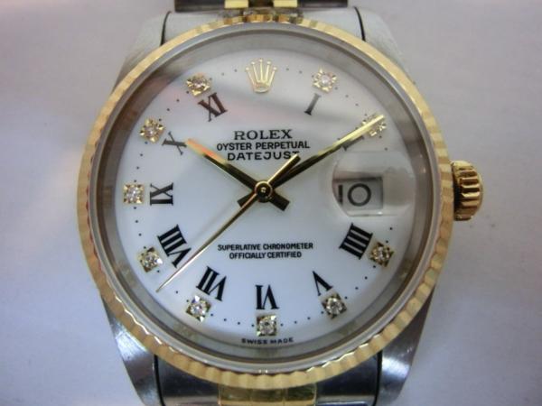 ロレックス デイトジャスト 16233G ホワイトローマン X番★fhi