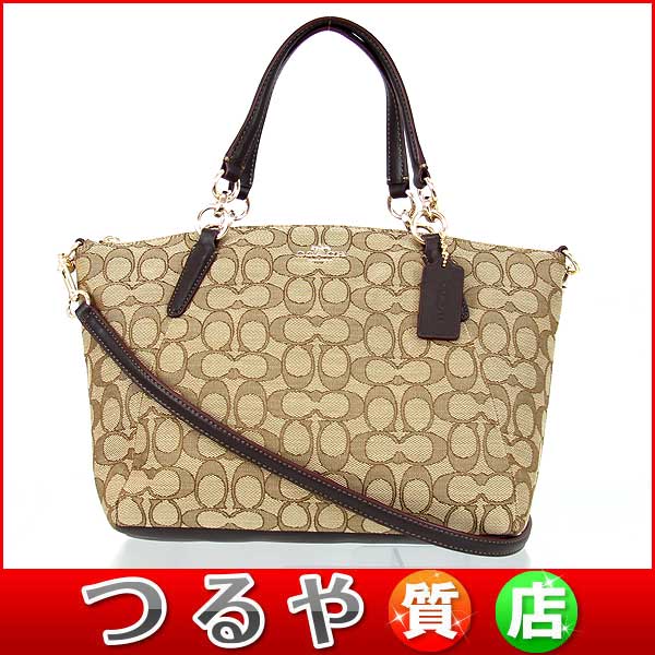 コーチ ハンドバッグ アウトラインシグネチャー カーキ ブラウン