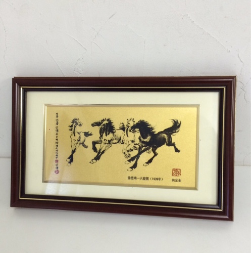 希少品！中国芸術 純足金 金箔画工芸品/GOLDFOIL PICTURE(東洋彫刻