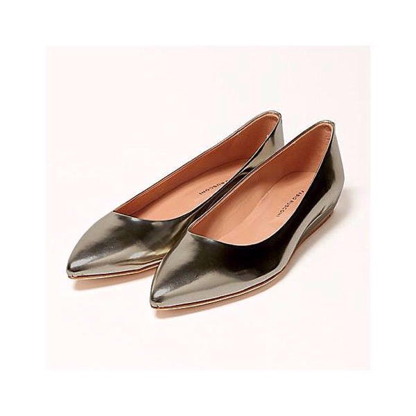 FABIO RUSCONI ポインテッドウェッジパンプス　ガンメタリック