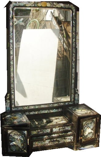 ◇◇螺鈿入り鏡台 三面鏡 鏡 家具◇ 3面鏡 【公式通販】