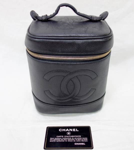 シャネル バニティバッグ キャビアスキン 黒★4516