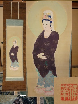 東京書芸館公式通販 白木由希 掛軸 文化遺産オンライン 絹本墨画白衣