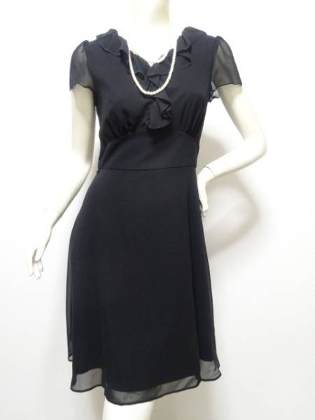 新品◆Mプルミエ◆フレンチ袖フリルシフォンワンピース◆36