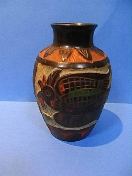琉球古典焼 沖縄 壺屋焼 花入 花瓶 壷 - 魚文 「琉球古典焼」の