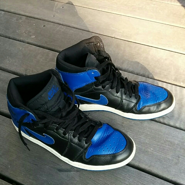 '01 AIR JORDAN 1 RETRO 黒/青 USED US7.5 NIKE エアジョーダン