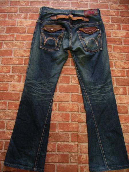 EDWIN BLUETRIP ローライズ　本革バックフラップ　ブーツカット