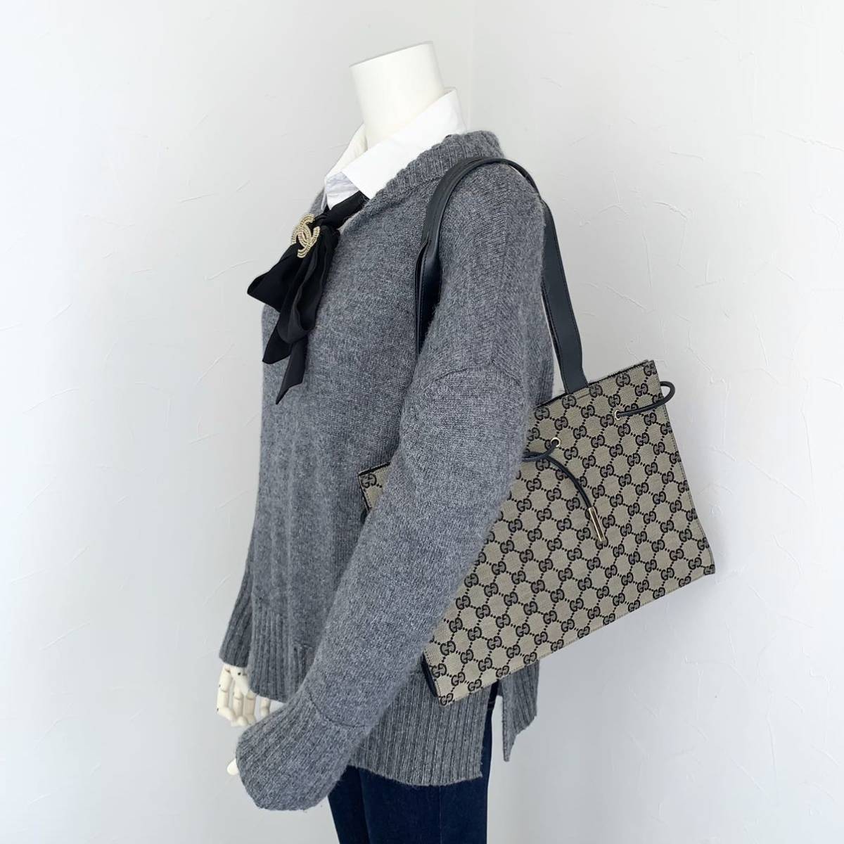 送料無料】GUCCI グッチ トートバッグ ハンドバッグ GG柄 キャンバス 