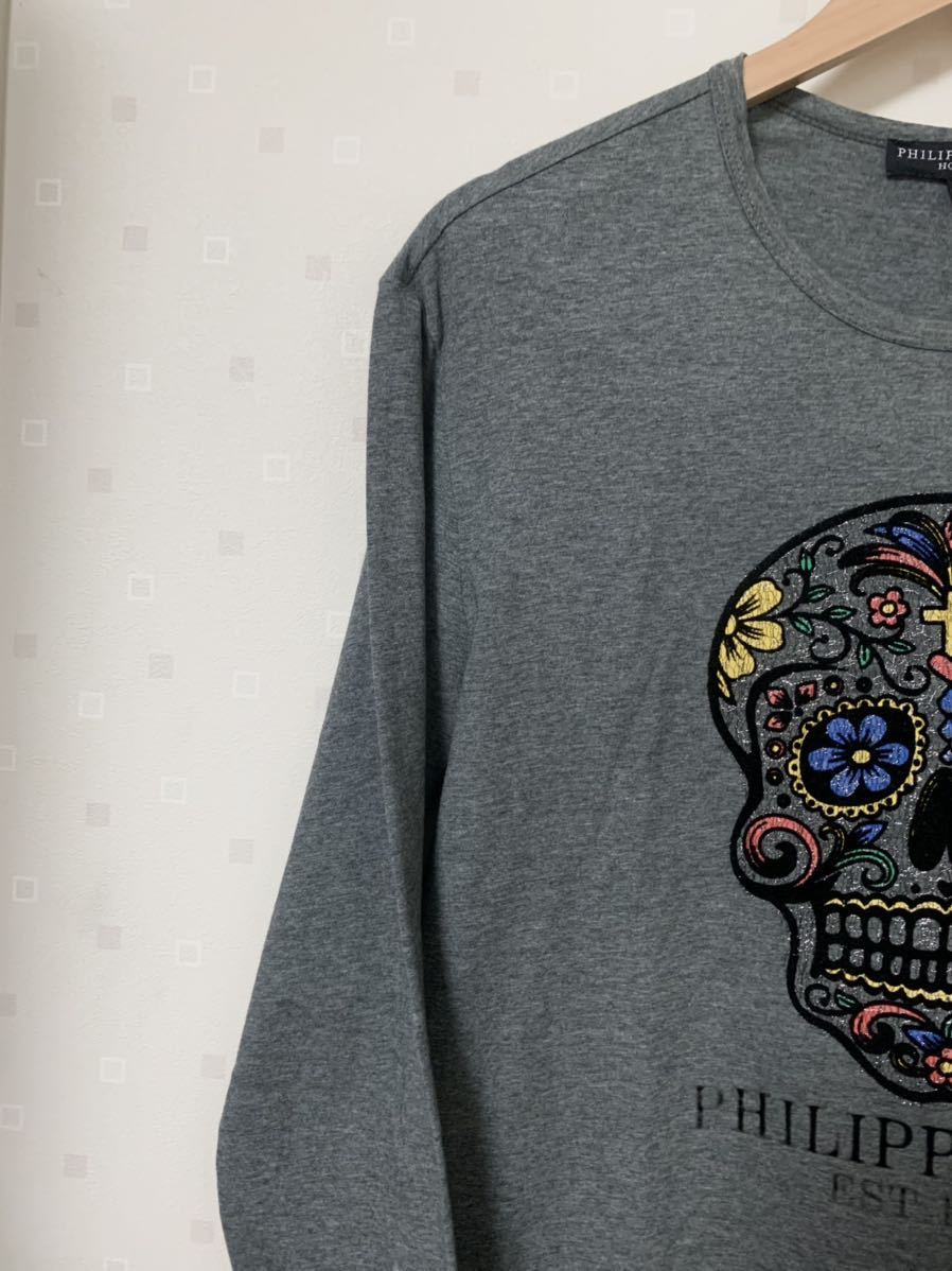 フィリッププレイン PHILIPP PLEIN スカル ロンＴ カットソー　L PHILIPP スカル フィリッププレイン 半袖 ロゴ スニーカー