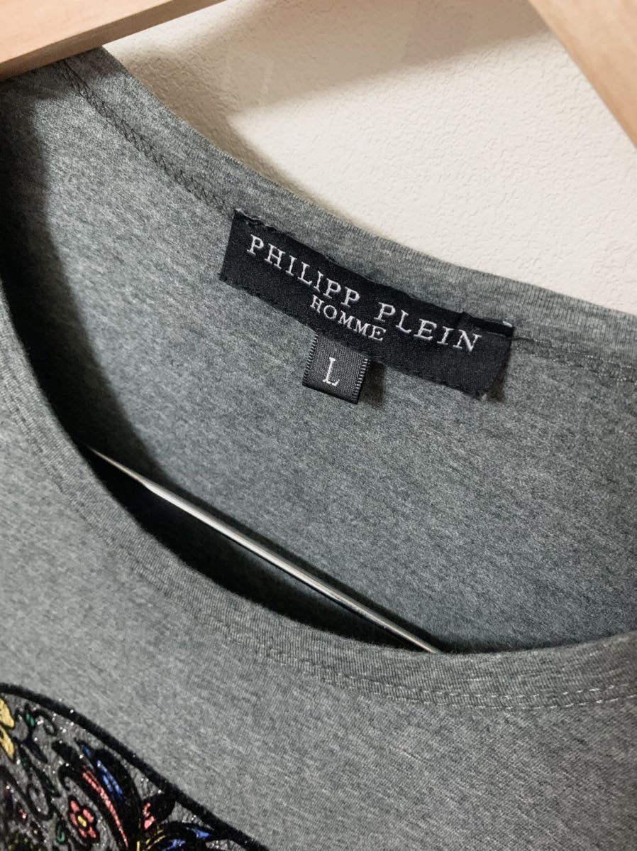 フィリッププレイン PHILIPP PLEIN スカル ロンＴ カットソー　L PHILIPP スカル フィリッププレイン 半袖 ロゴ スニーカー