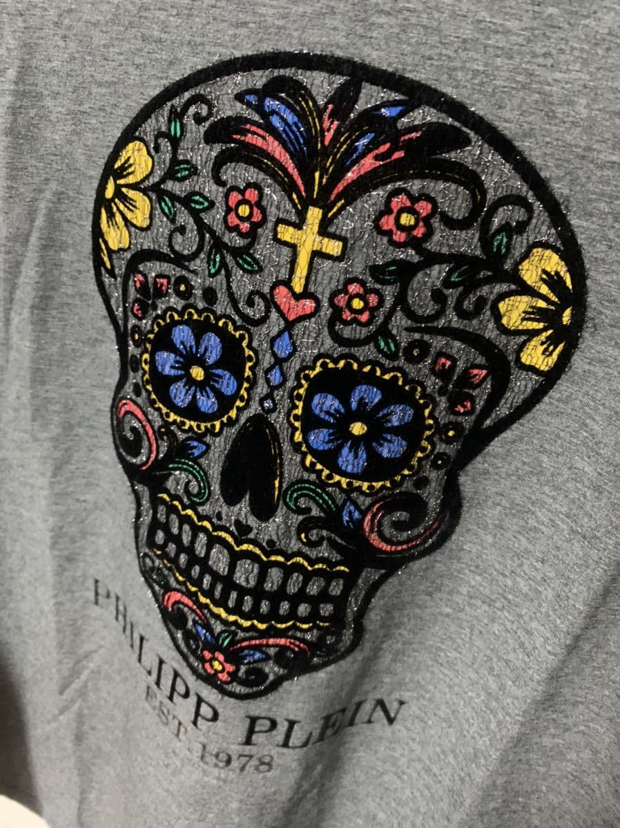 フィリッププレイン PHILIPP PLEIN スカル ロンＴ カットソー　L PHILIPP スカル フィリッププレイン 半袖 ロゴ スニーカー