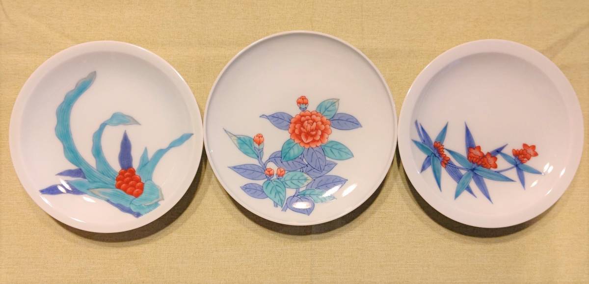 大皿 古伊万里 - 希少品 色絵 陶器金彩 太明成 江戸期 木瓜形 龍 花