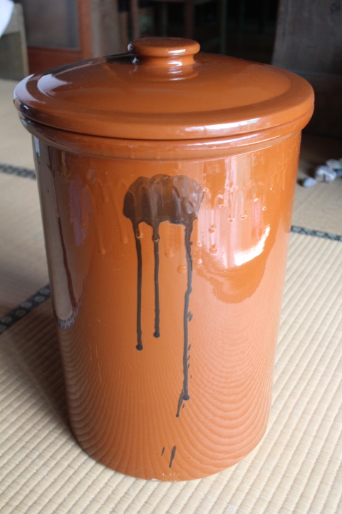 即決□味噌かめ12号フタ付き寸胴型常滑焼き蓋□直径32×50cm 味噌かめ蓋