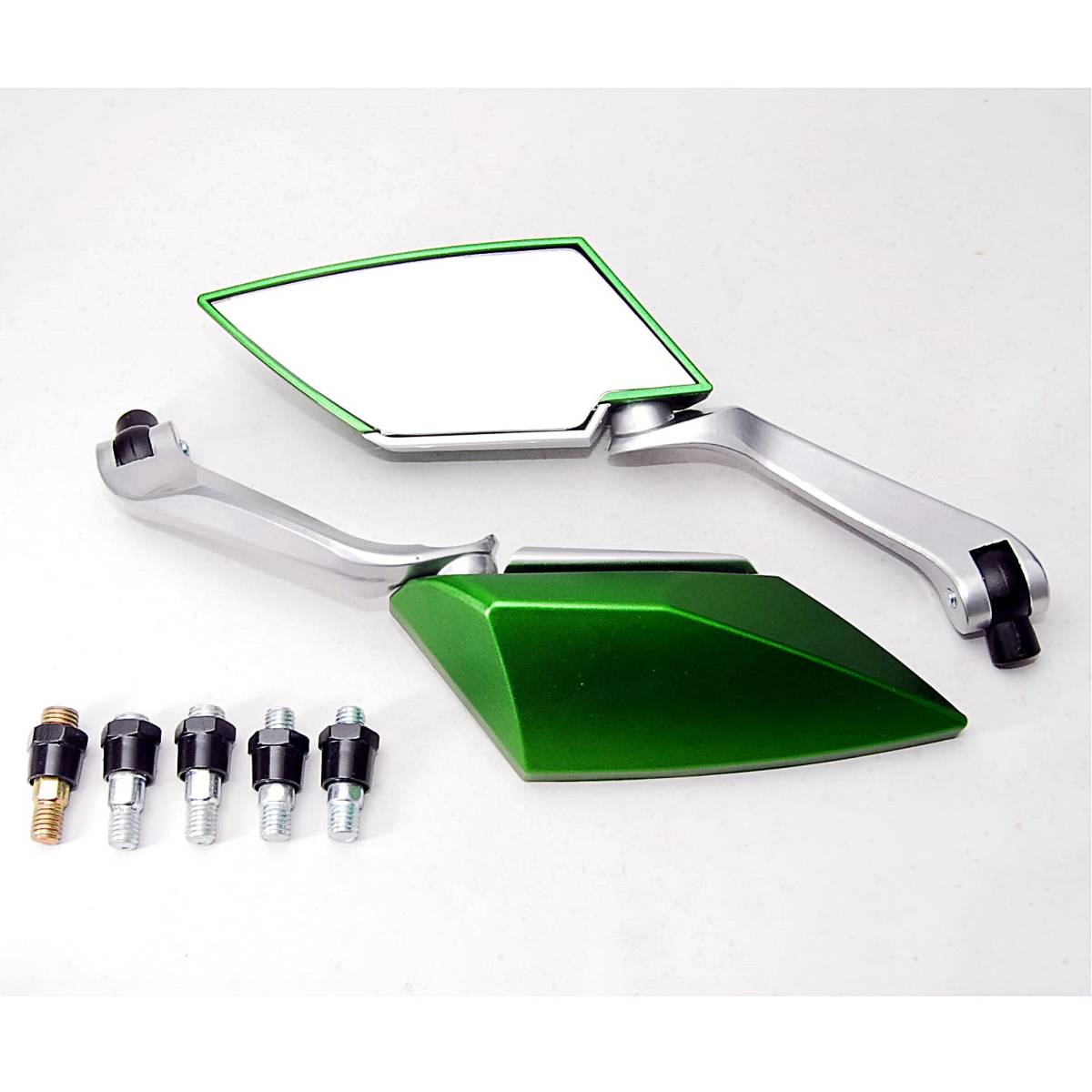 匿名配送 バイクカスタム用 サイドミラー グリーン 3種類の変換アダプター付 ダイヤミラー バックミラー オートバイ 原付 緑 ミラー 売買されたオークション情報 Yahooの商品情報をアーカイブ公開 オークファン Aucfan Com