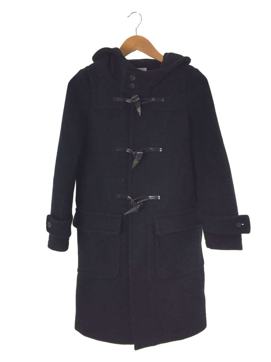 HYKE◆メルトンウールダッフルコート/1/BLK/ハイク