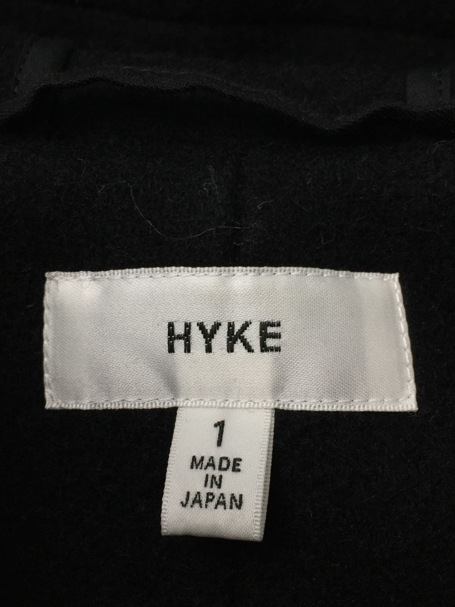 HYKE◆メルトンウールダッフルコート/1/BLK/ハイク