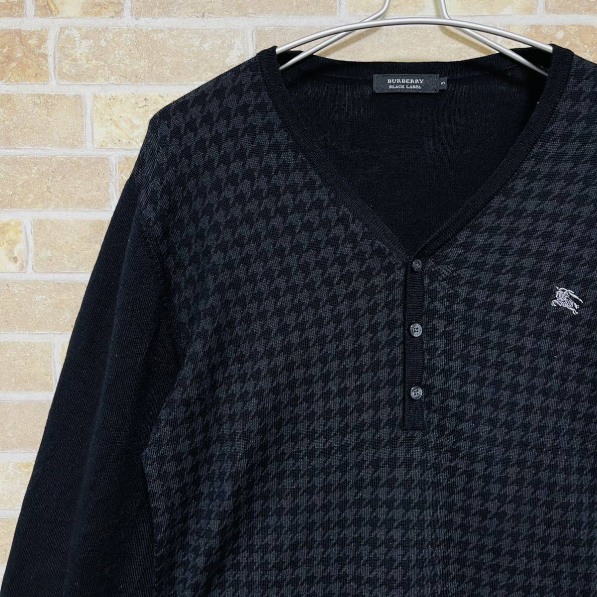 Burberry Black label ニット セーター 千鳥柄 羊毛 L BLACK LABEL
