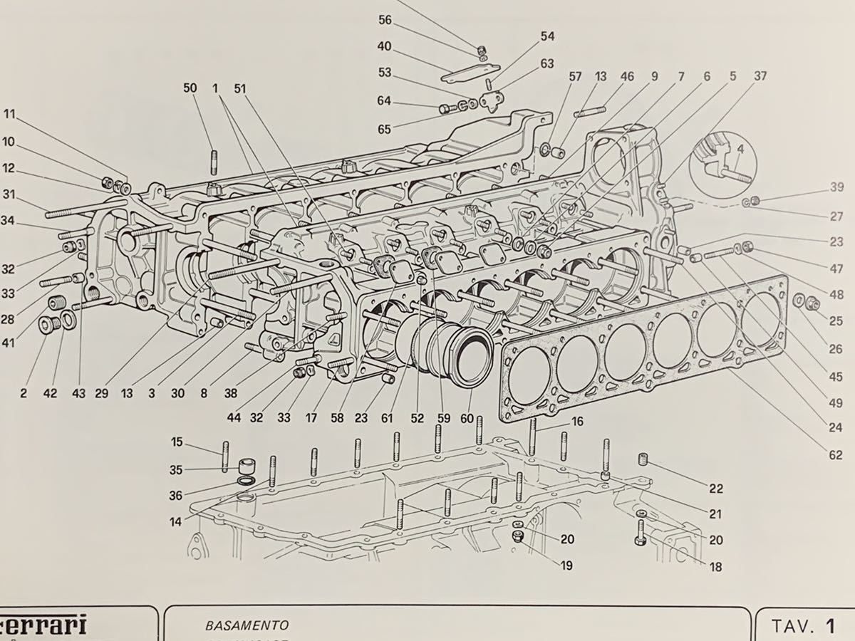 テスタロッサ パーツマニュアル 部品カタログ 1985 フェラーリ純正 