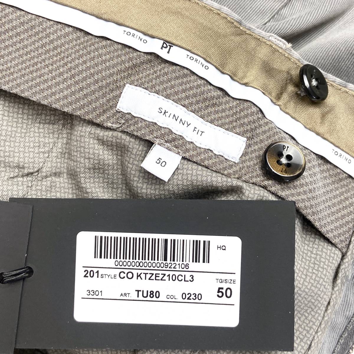 未使用品 ◆PT TORINO◆ スキニーフィットスラックス size50(実寸ウエスト88cm) TORINO PT &frasl; スキニーフィット ノープリーツ TORINO（ピーティートリノ）スラックス、モデル別完全攻略