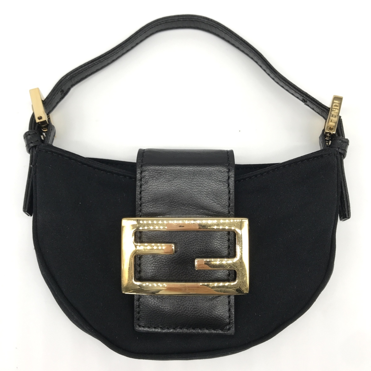 M241 1円 美品 FENDI フェンディ クロワッサン ロゴ金具 ミニ ハンド 