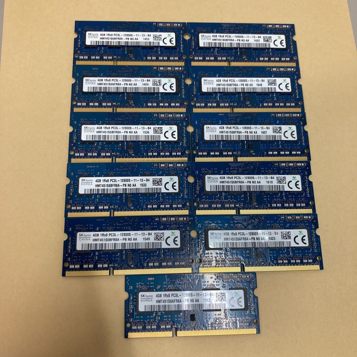 i179 SK hynix ノートPC メモリ 4GB 1R×8 PC3L-12800S 11枚