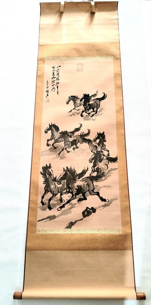萬翠（小野萬翠）？水墨画 山水画 掛け軸 掛軸 箱なし 萬翠（小野萬翠
