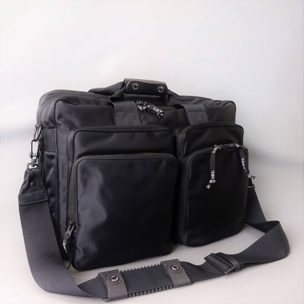 本物美品■吉田カバン■ラゲッジレーベル/ブラックナイロン/レザー■ブリーフケース/ビジネスバッグ/書類かばん/827052