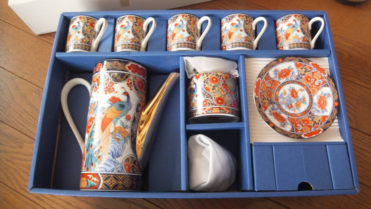 ☆箱入り新品・九谷焼ティーセット・丸五謹製・デミタスカップ・ポット