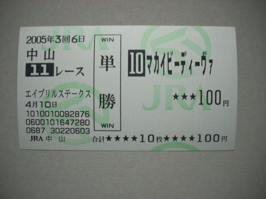  マカイビーディーヴァ：エイプリルステークス OP 現地(終了したレースの馬券)｜売買されたオークション情報、yahooの商品情報をアーカイブ公開 - オークファン 終了したレースの馬券
