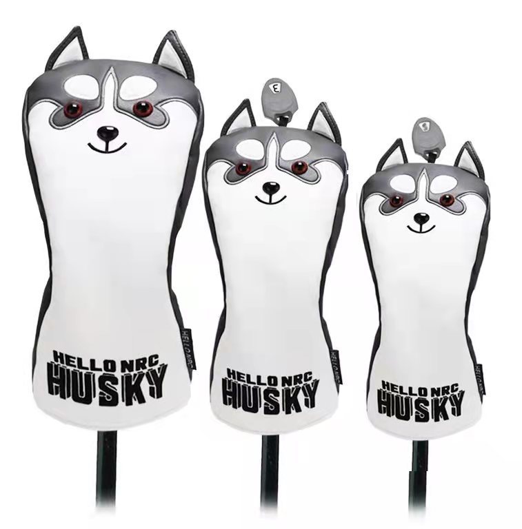 ゴルフヘッドカバー ドライバー用カバー ウッド用カバー ユーティリティ UT用カバー 3点セット 防水仕様 ハスキー犬 