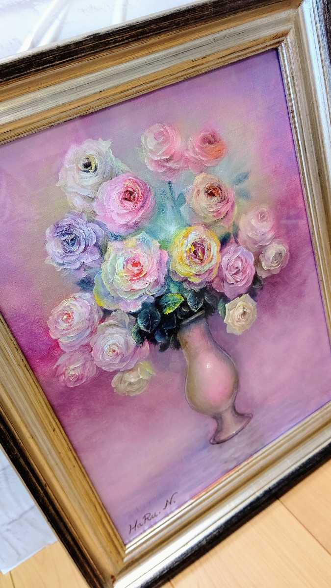 薔薇 油彩 絵画 静物画 - 肉筆 美術品 インテリア 額縁 公式 中島敏春