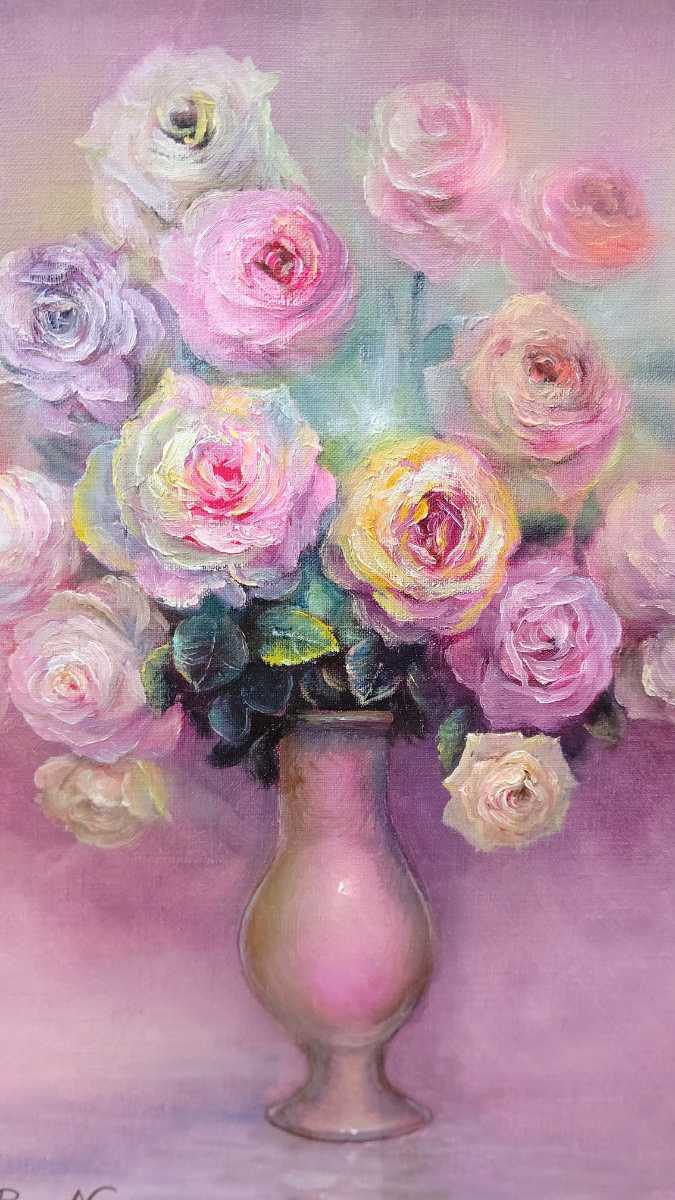 薔薇　中島敏春　油彩　静物画　肉筆　絵画　美術品　インテリア　額縁 薔薇 油彩 絵画 静物画 - 肉筆 美術品 インテリア 額縁 公式 中島敏春