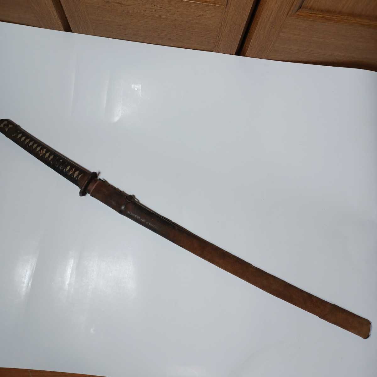 時代 旧日本軍 日本軍 軍刀拵 革巻 刀装具 日本陸軍 模造刀