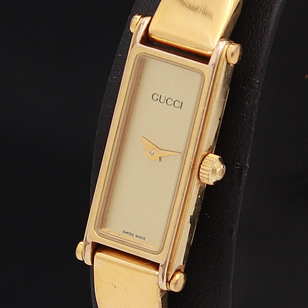 GUCCI グッチ 1500L 稼働 QZ 1円 ゴールド バングルウォッチ 時計