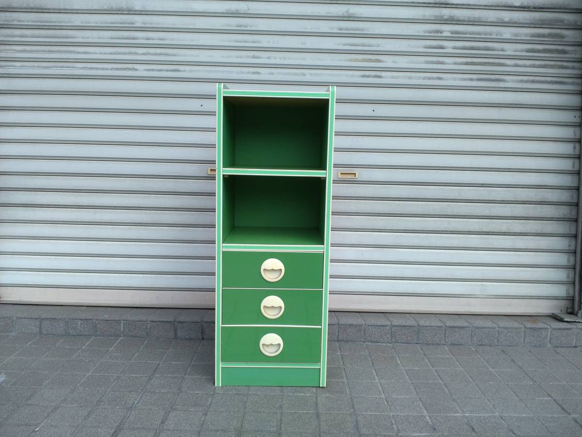 ▽ 本棚 グリーン 緑 収納 収納家具 インテリア レトロポップ 古道具