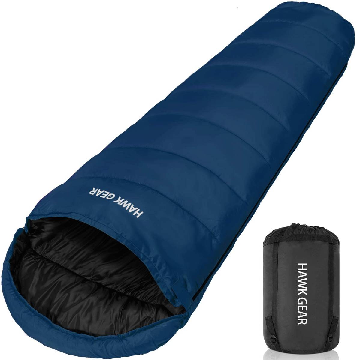 HAWKGEAR アウトドア食器セット、寝袋。 ネイビー HAWK GEAR(ホークギア) -15度耐寒 寝袋 マミー型 簡易防水